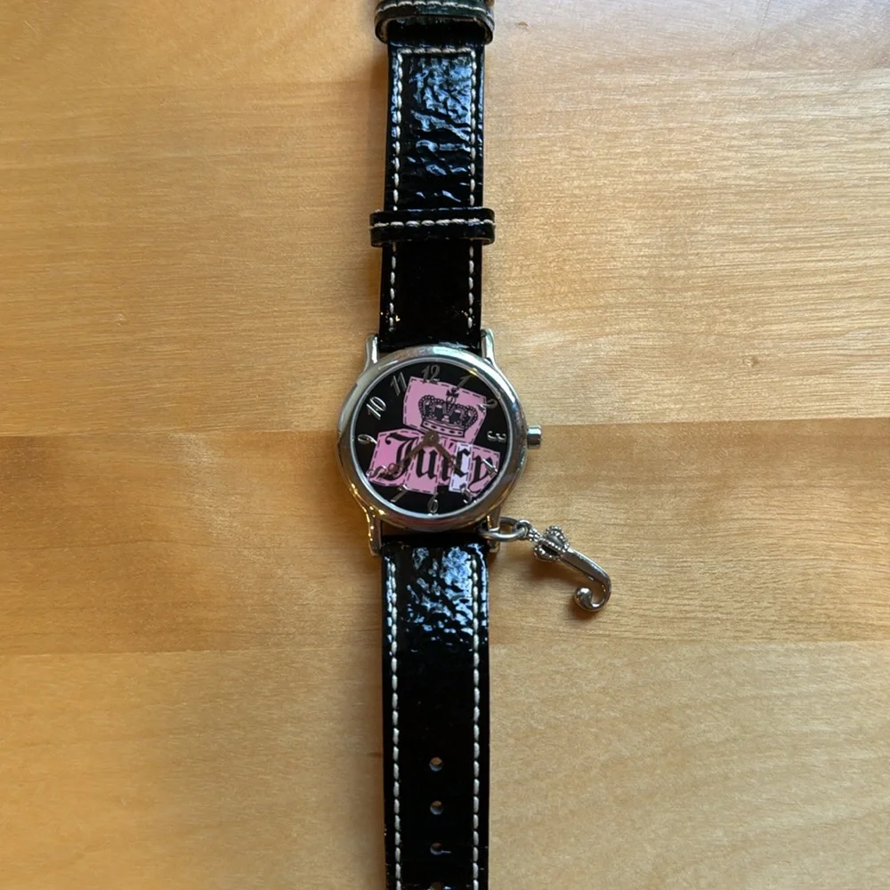 💖🖤Juicy couture leather & stainless steel black watch, pink face! Like new! - Picture 4 of 11